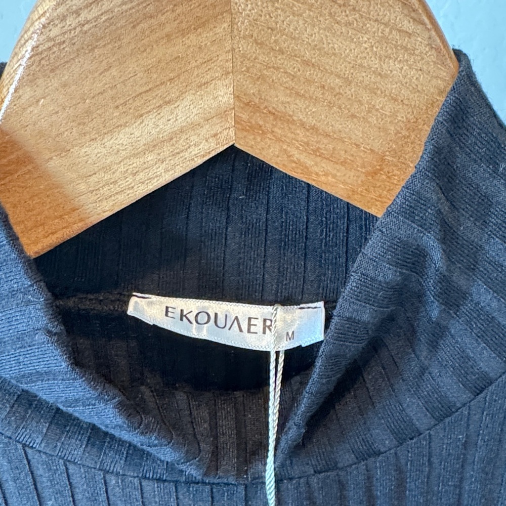 Black Ribbed Long Sleeve Top - Picture 2 of 4